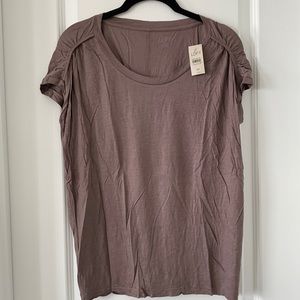 NWT LOFT Dusty Purple Rayon And Lyocell Blend Ruched Shoulder Top Size MP